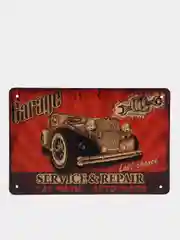 Багровый винтажные жестяные таблички "Garage"