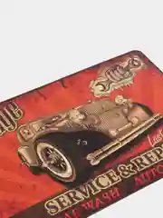 Багровый винтажные жестяные таблички "Garage"