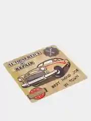 Багровый винтажные жестяные таблички "Auto"