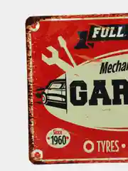 Алый винтажные жестяные таблички "Garage"