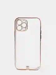 Сиреневый чехол прозрачный с золотыми краями Iphone 12 PRO