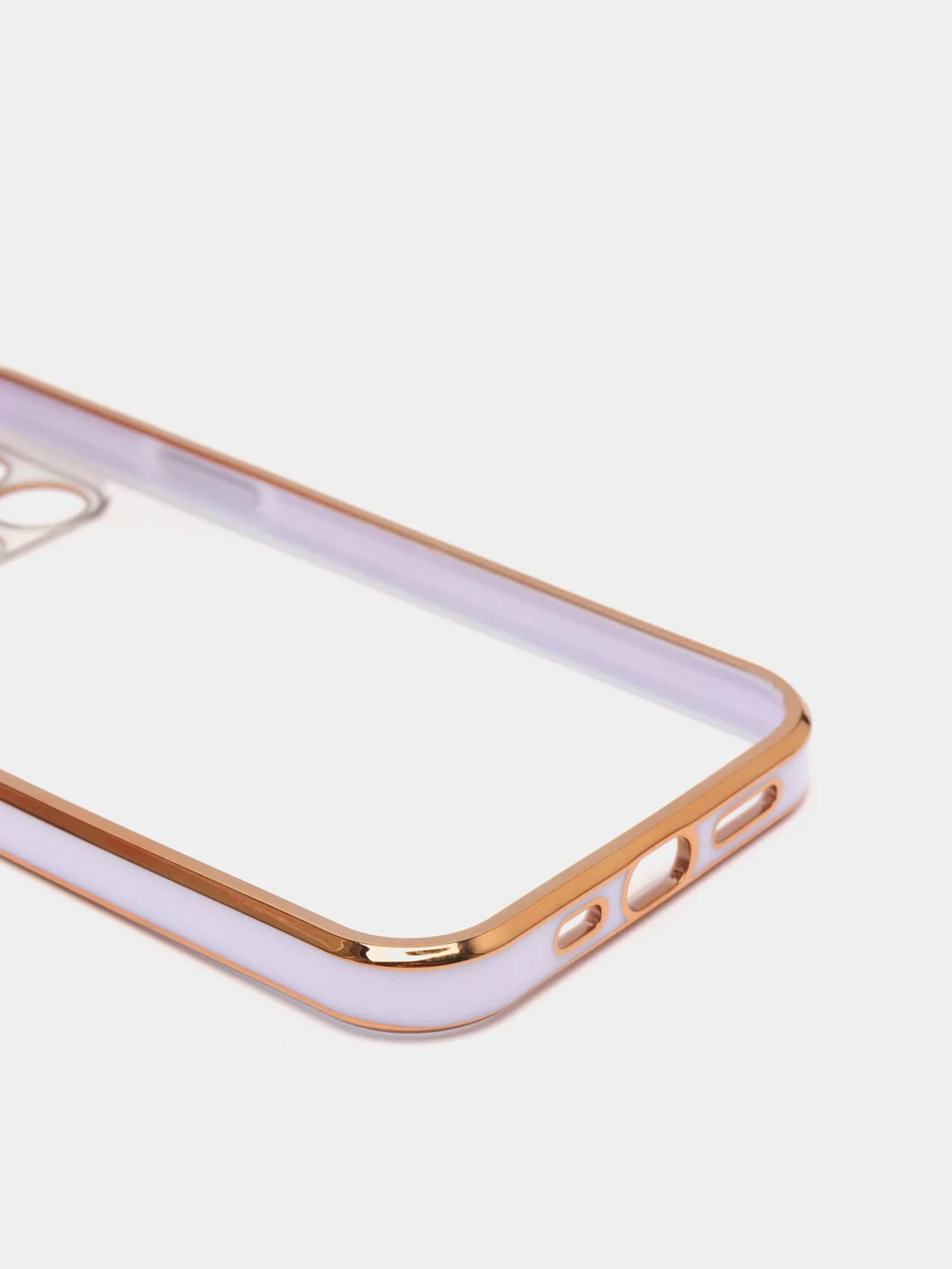 Сиреневый чехол прозрачный с золотыми краями Iphone 12 PRO
