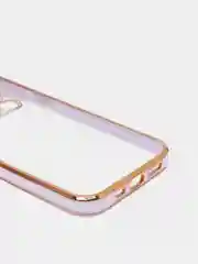 Сиреневый чехол прозрачный с золотыми краями Iphone 12 PRO