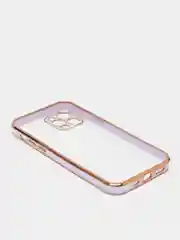 Сиреневый чехол прозрачный с золотыми краями Iphone 12 PRO