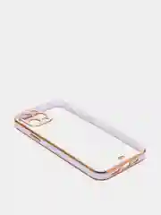 Сиреневый чехол прозрачный с золотыми краями Iphone 12 PRO