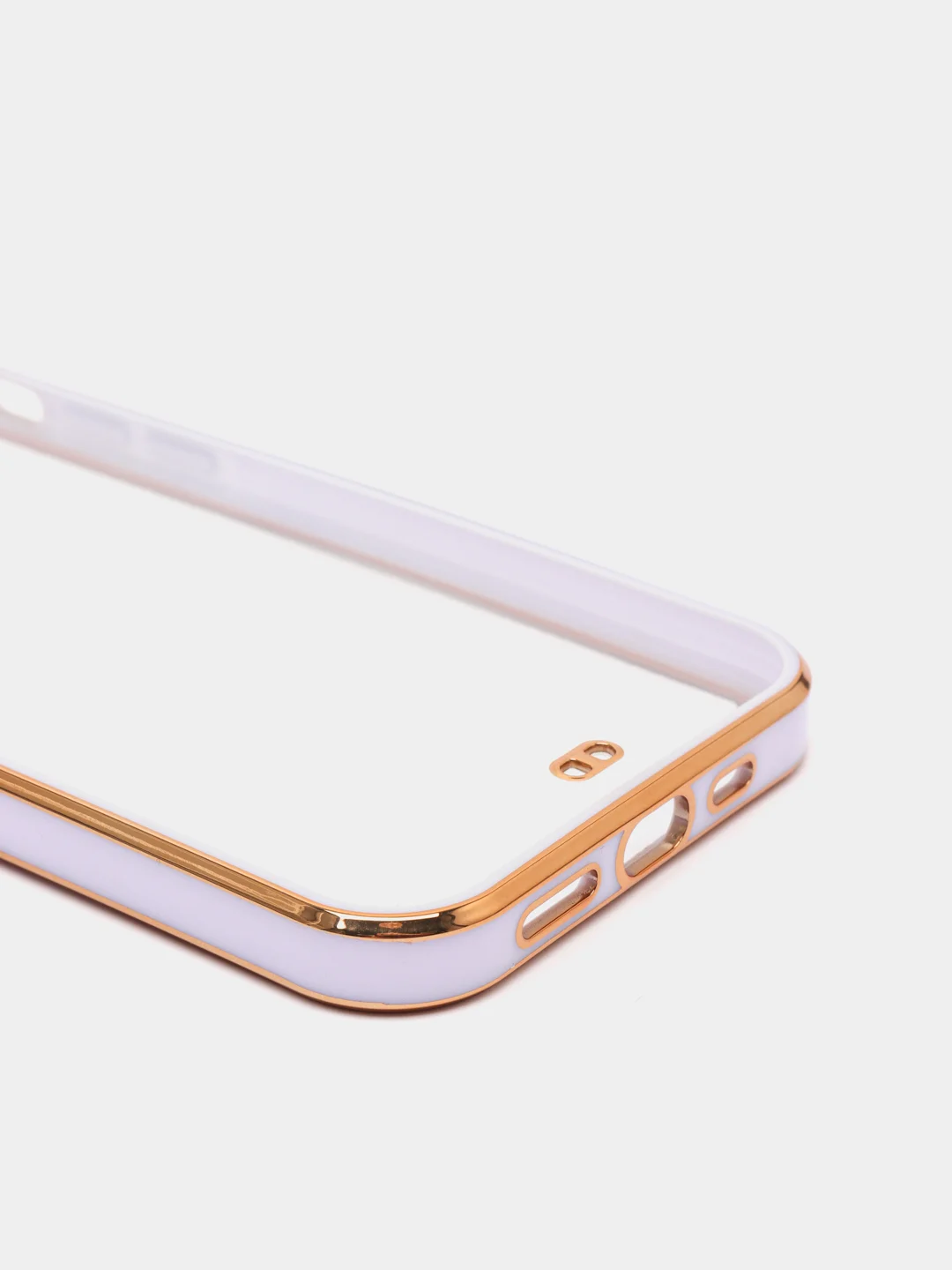 Сиреневый чехол прозрачный с золотыми краями Iphone 12 PRO