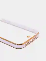 Сиреневый чехол прозрачный с золотыми краями Iphone 12 PRO