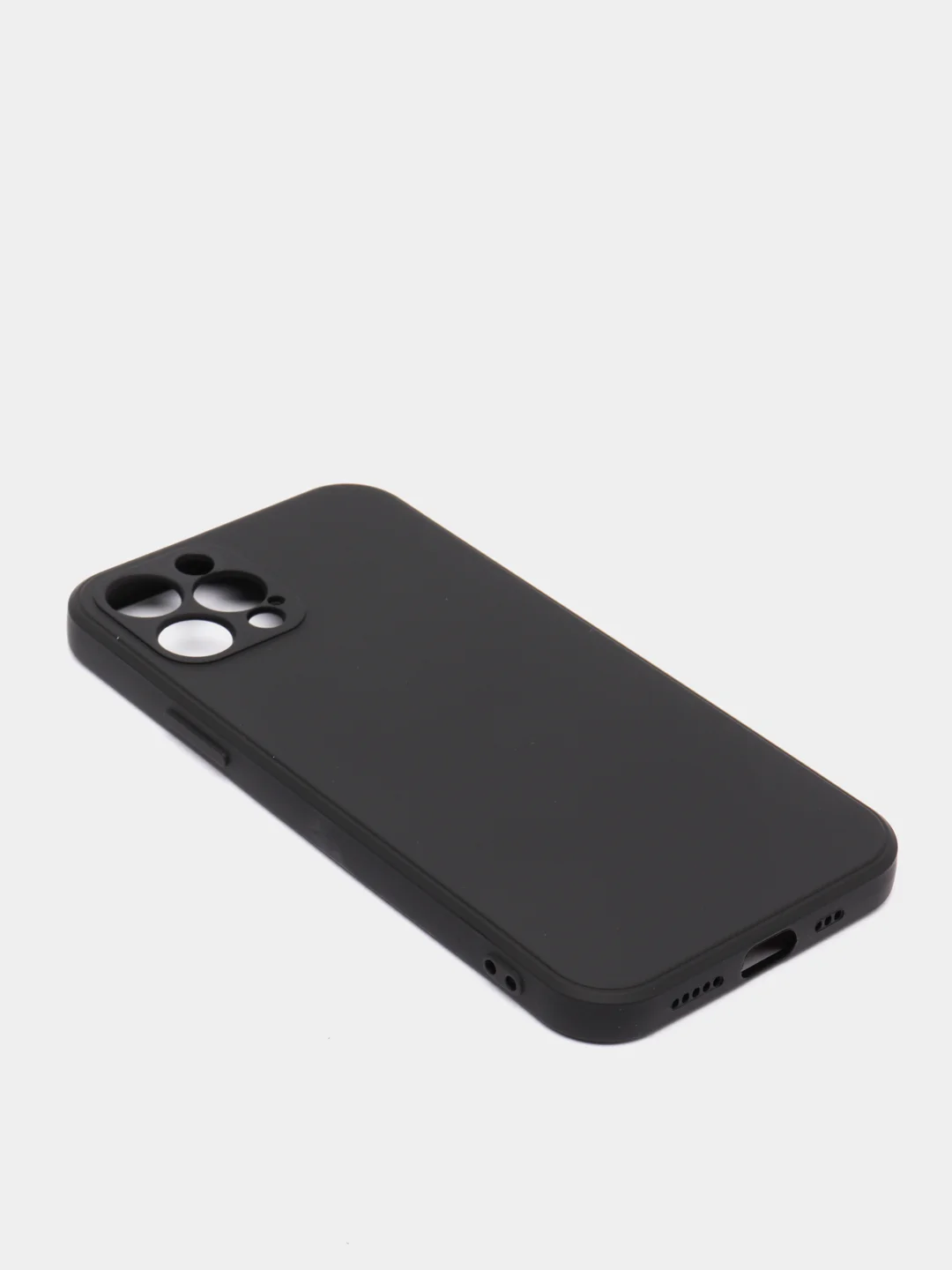 Черный чехол с бархатом внутри и вырезами под защиты камеры Iphone 12 PRO