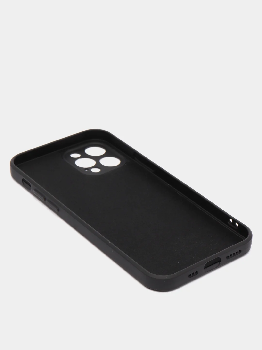 Черный чехол с бархатом внутри и вырезами под защиты камеры Iphone 12 PRO