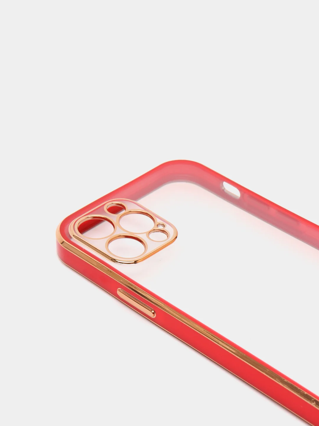 Красный чехол прозрачный с золотыми краями Iphone 12 PRO