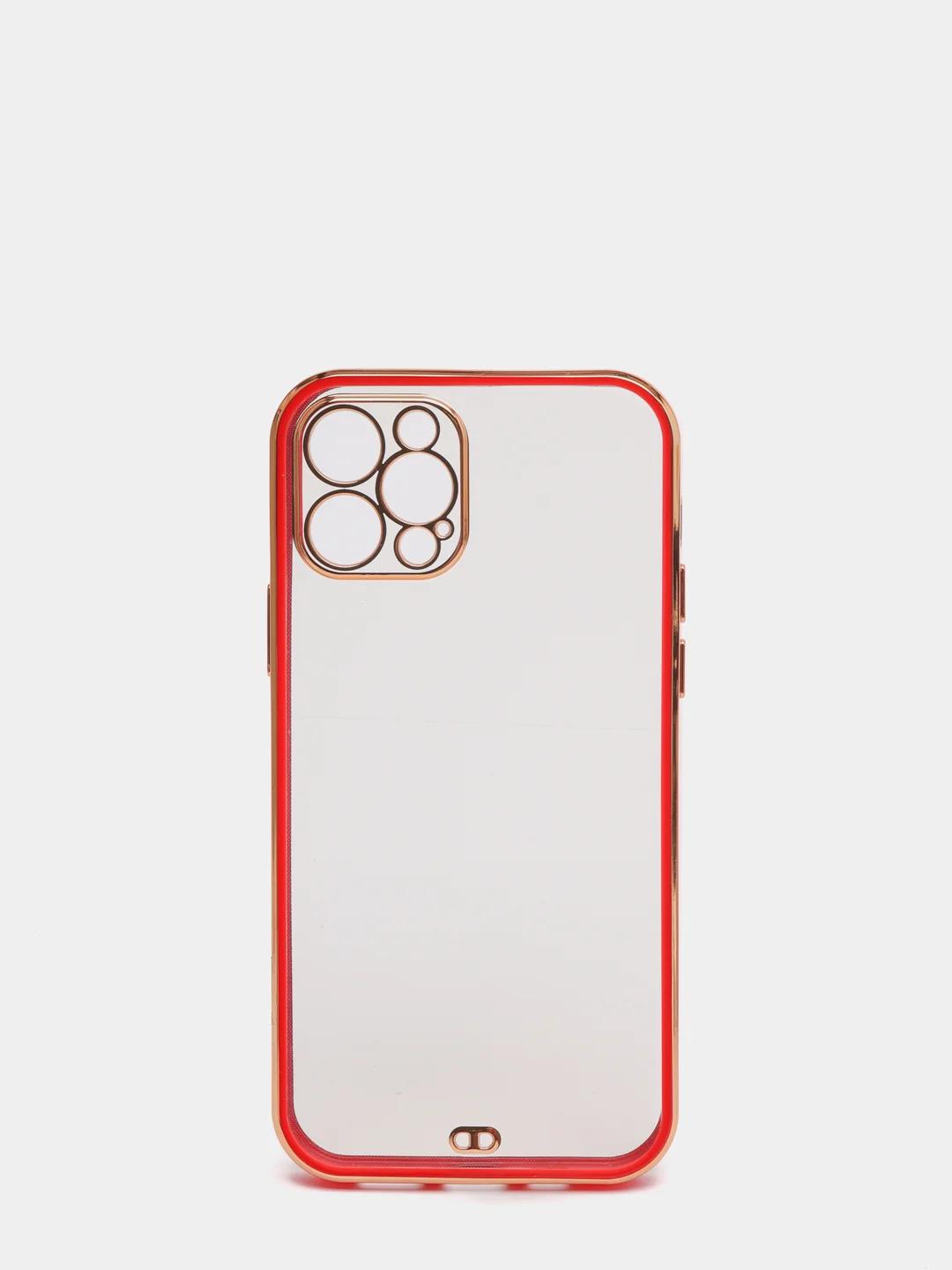 Красный чехол прозрачный с золотыми краями Iphone 12 PRO