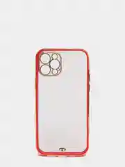 Красный чехол прозрачный с золотыми краями Iphone 12 PRO