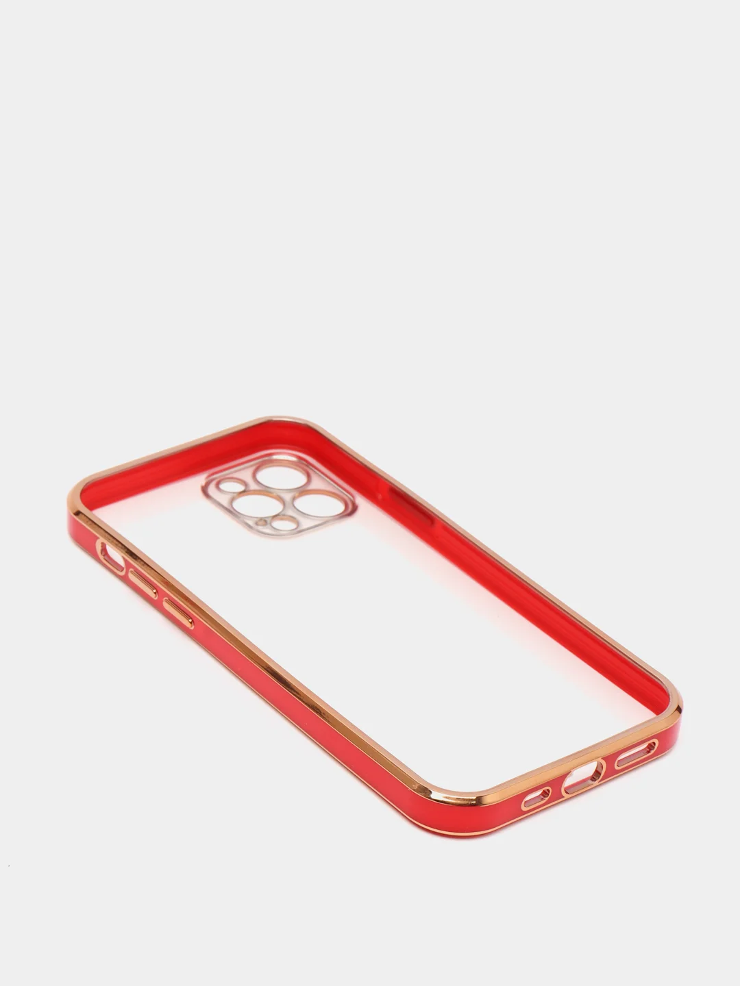 Красный чехол прозрачный с золотыми краями Iphone 12 PRO