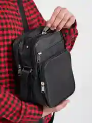 Черный сумка на плечо мужская, текстильная