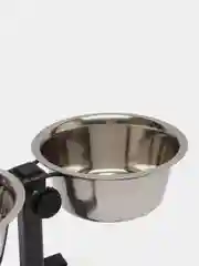 Черный миска металлическая двойная на подставке, 2*0,75 л кормушка для кошек и собак