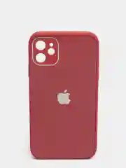 Красный чехол для iPhone Xr/ 11/ 12/ mini/ Pro/ ProMax, силиконовый со стеклянной панелью