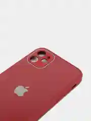 Красный чехол для iPhone Xr/ 11/ 12/ mini/ Pro/ ProMax, силиконовый со стеклянной панелью