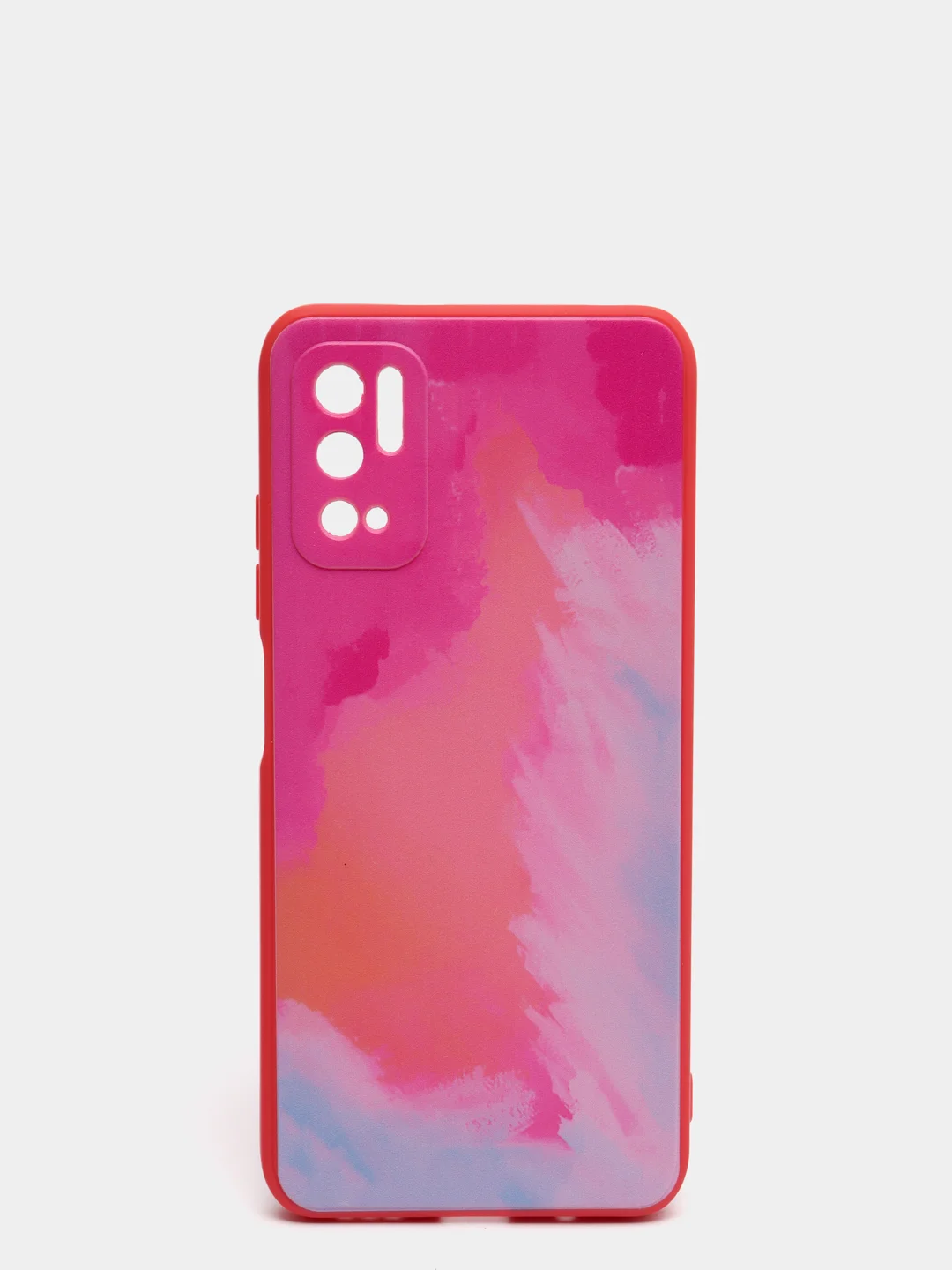 Красный чехол силиконовый с акварельным принтом и защитой камеры для Xiaomi Poco M3 Pro (редми)