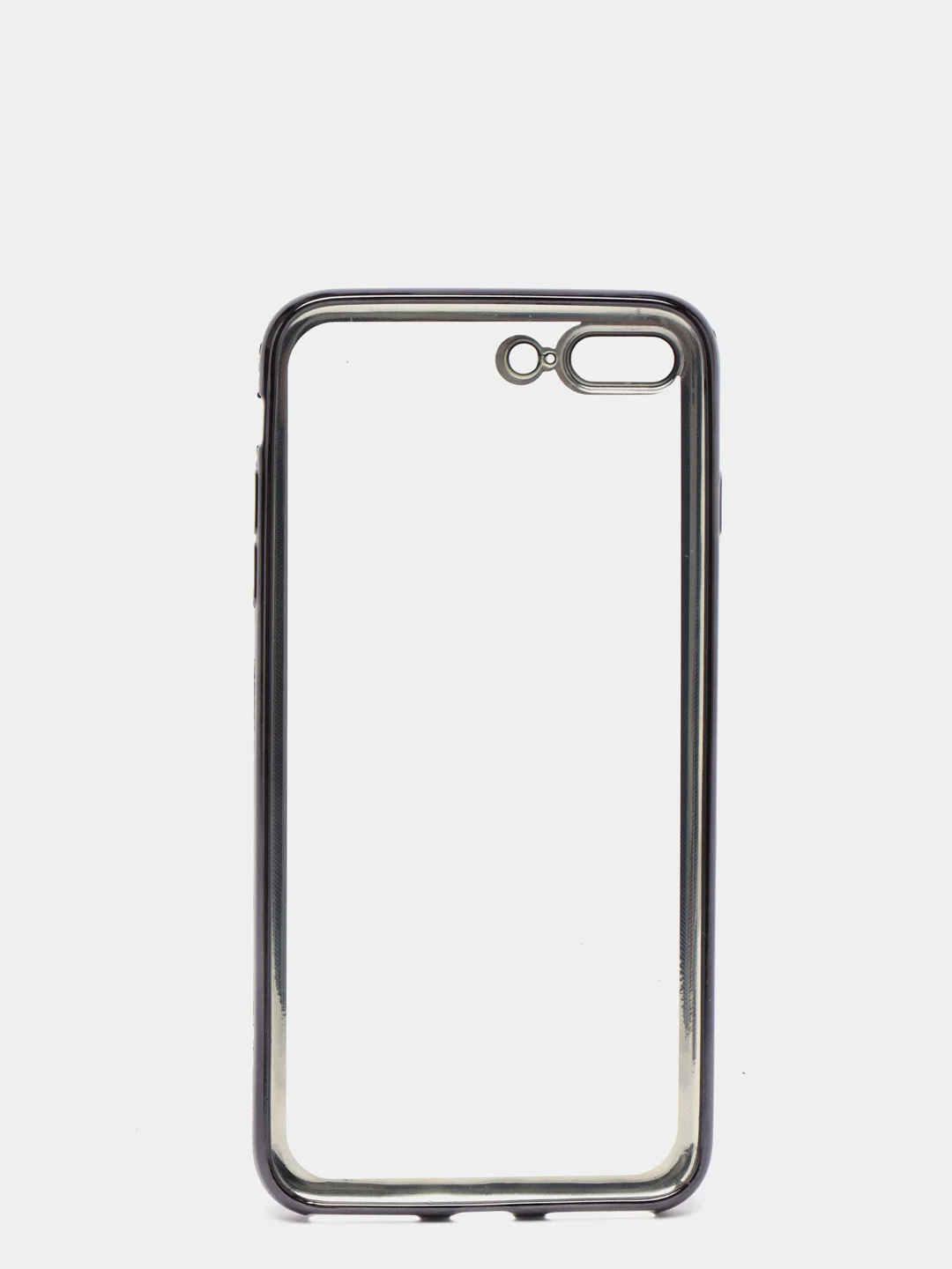 Серый чехол силиконовый iPhone 7 , 7 Plus , 8 , 8 Plus , X , Xs , прозрачный с окантовкой