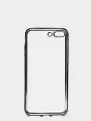 Серый чехол силиконовый iPhone 7 , 7 Plus , 8 , 8 Plus , X , Xs , прозрачный с окантовкой