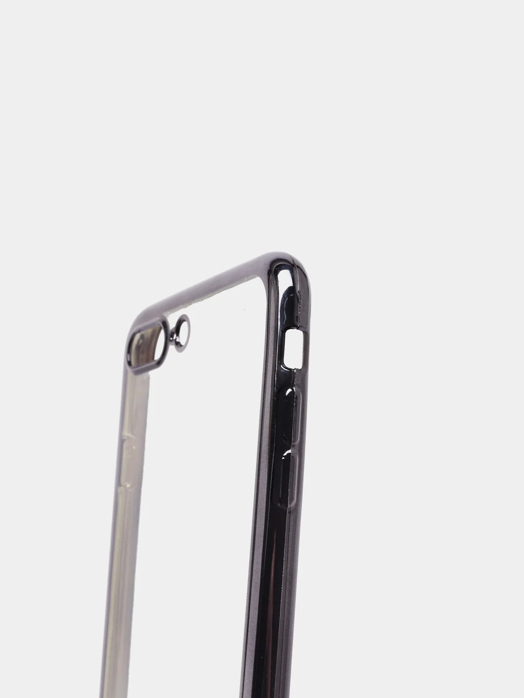 Серый чехол силиконовый iPhone 7 , 7 Plus , 8 , 8 Plus , X , Xs , прозрачный с окантовкой