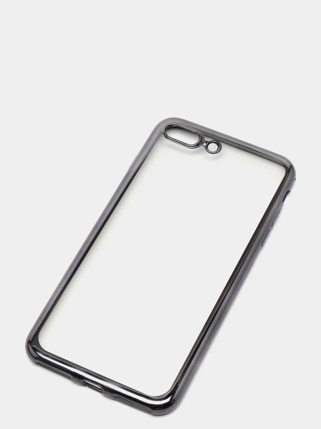 Серый чехол силиконовый iPhone 7 , 7 Plus , 8 , 8 Plus , X , Xs , прозрачный с окантовкой