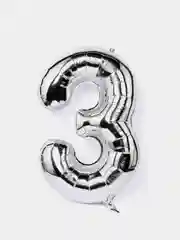 Цифра "3", серебро хром, 40/102 см, 1 штука