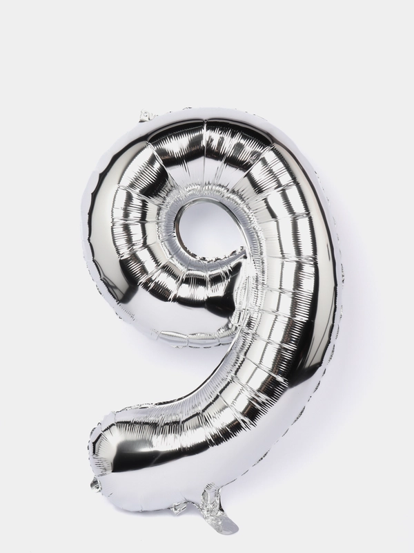 Шар "Цифра 9", цвет серебро хром, 102 см, 1 штука