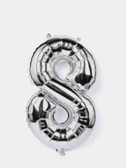 Шар цифра "8", серебро, 40/102 см, 1 штука