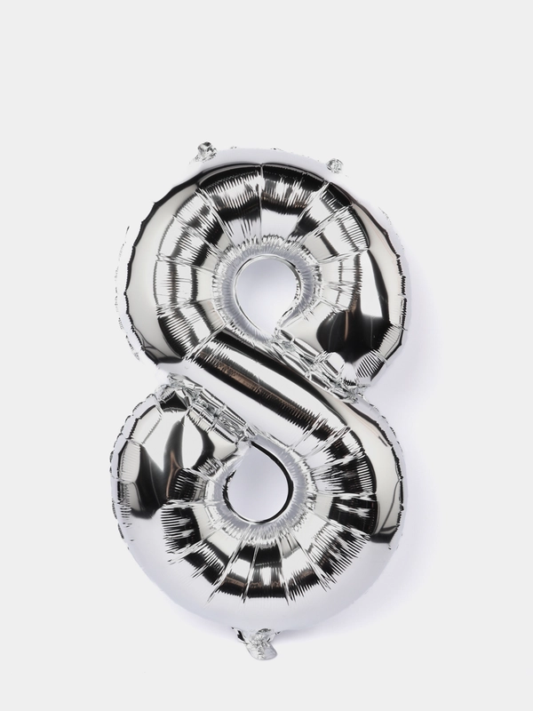 Шар цифра "8", серебро, 40/102 см, 1 штука