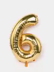 Цифра "6", золото, хром, 40/102 см, 1 штука