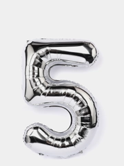 Шар цифра "5", серебро, 40/102 см, 1 штука