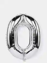 Цифра "0", цвет серебро, хром, 40/102 см, в упаковке 1 штука