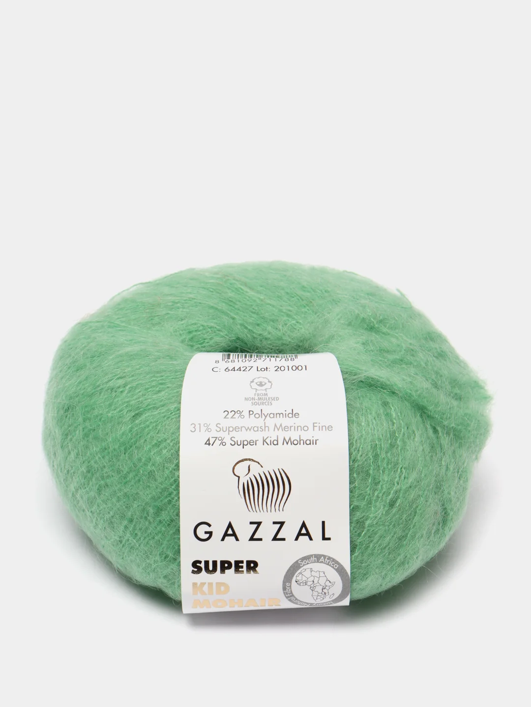 Зеленый пряжа Gazzal Super Kid Mohair, 25 г/235 м