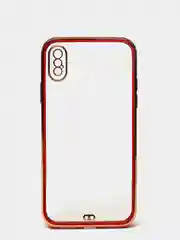 Красный чехол силиконовый с золотым ободком iPhone X, XS
