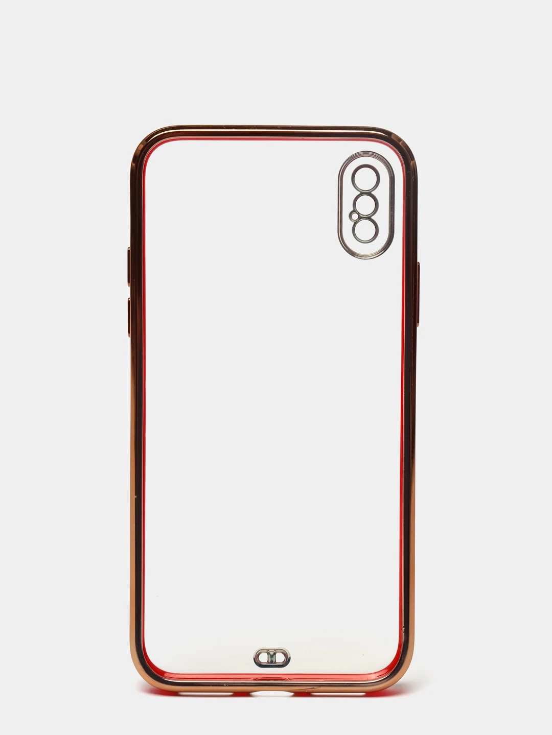 Красный чехол силиконовый с золотым ободком iPhone X, XS