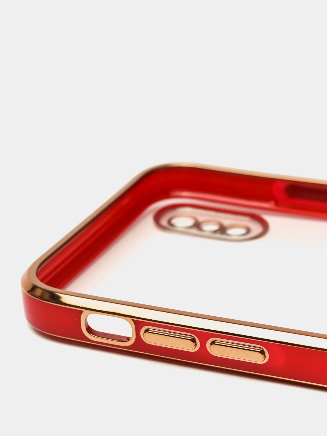 Красный чехол силиконовый с золотым ободком iPhone X, XS