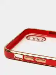 Красный чехол силиконовый с золотым ободком iPhone X, XS