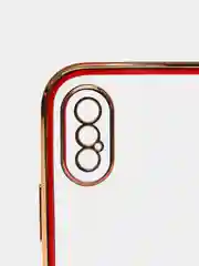 Красный чехол силиконовый с золотым ободком iPhone X, XS