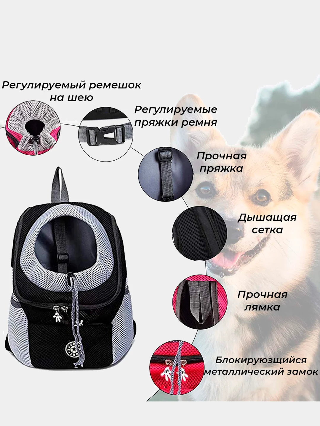 Рюкзак переноска для собак и кошек, домашних животных