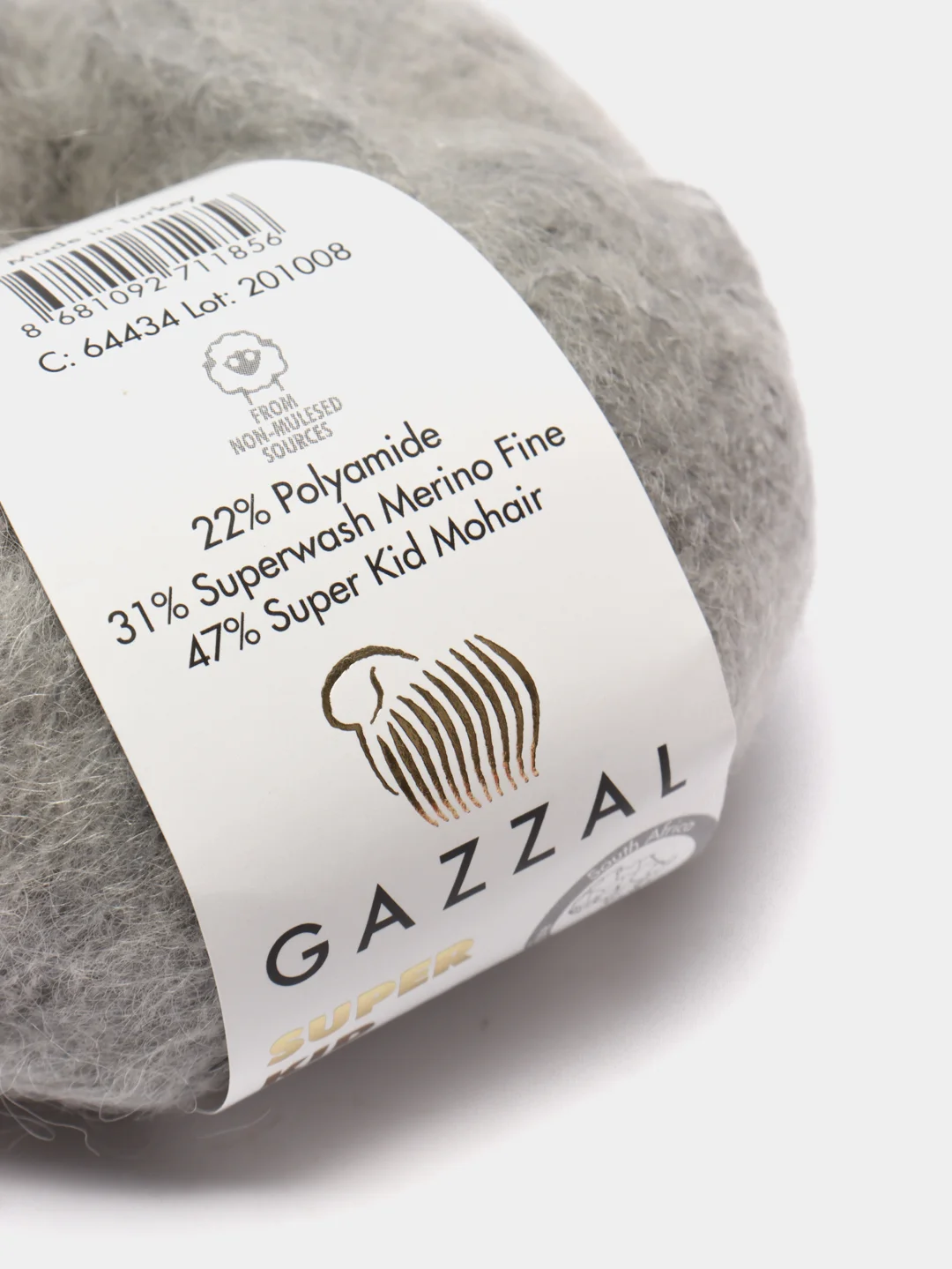 Серый пряжа Gazzal Super Kid Mohair, 25 г/235 м