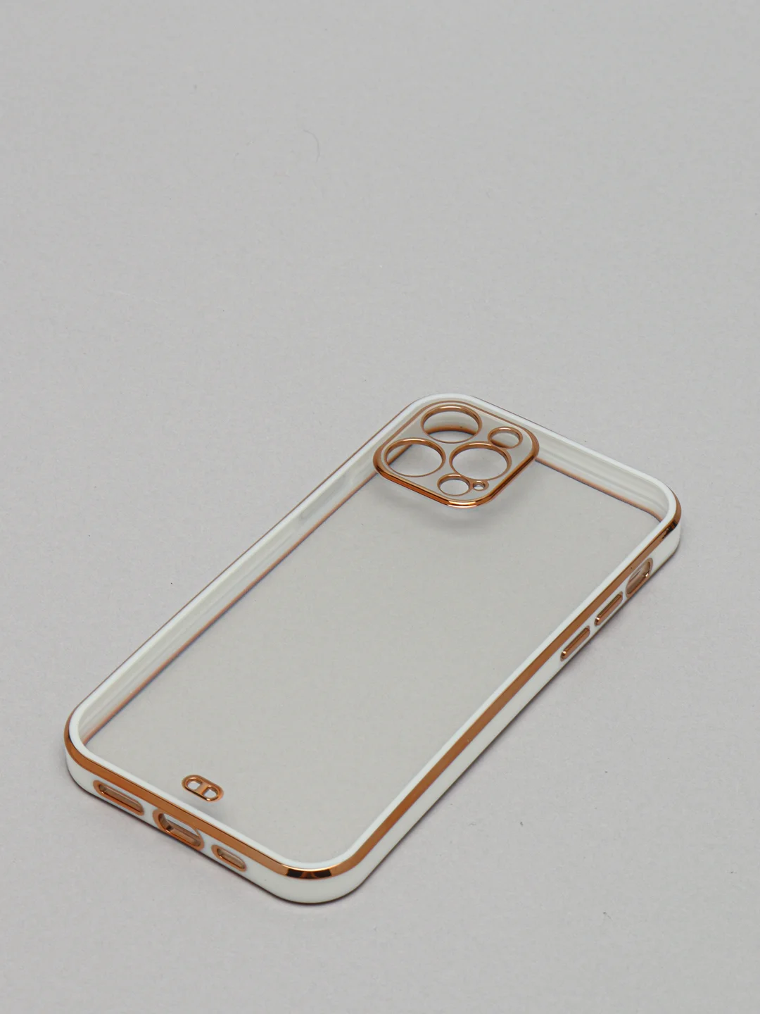 Белый чехол прозрачный с золотыми краями Iphone 12 PRO