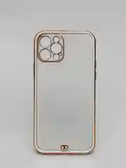 Белый чехол прозрачный с золотыми краями Iphone 12 PRO