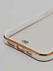 Белый чехол прозрачный с золотыми краями Iphone 12 PRO