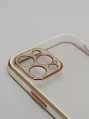 Белый чехол прозрачный с золотыми краями Iphone 12 PRO