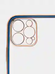 Синий чехол прозрачный с золотыми краями Iphone 12 PRO