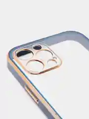 Синий чехол прозрачный с золотыми краями Iphone 12 PRO