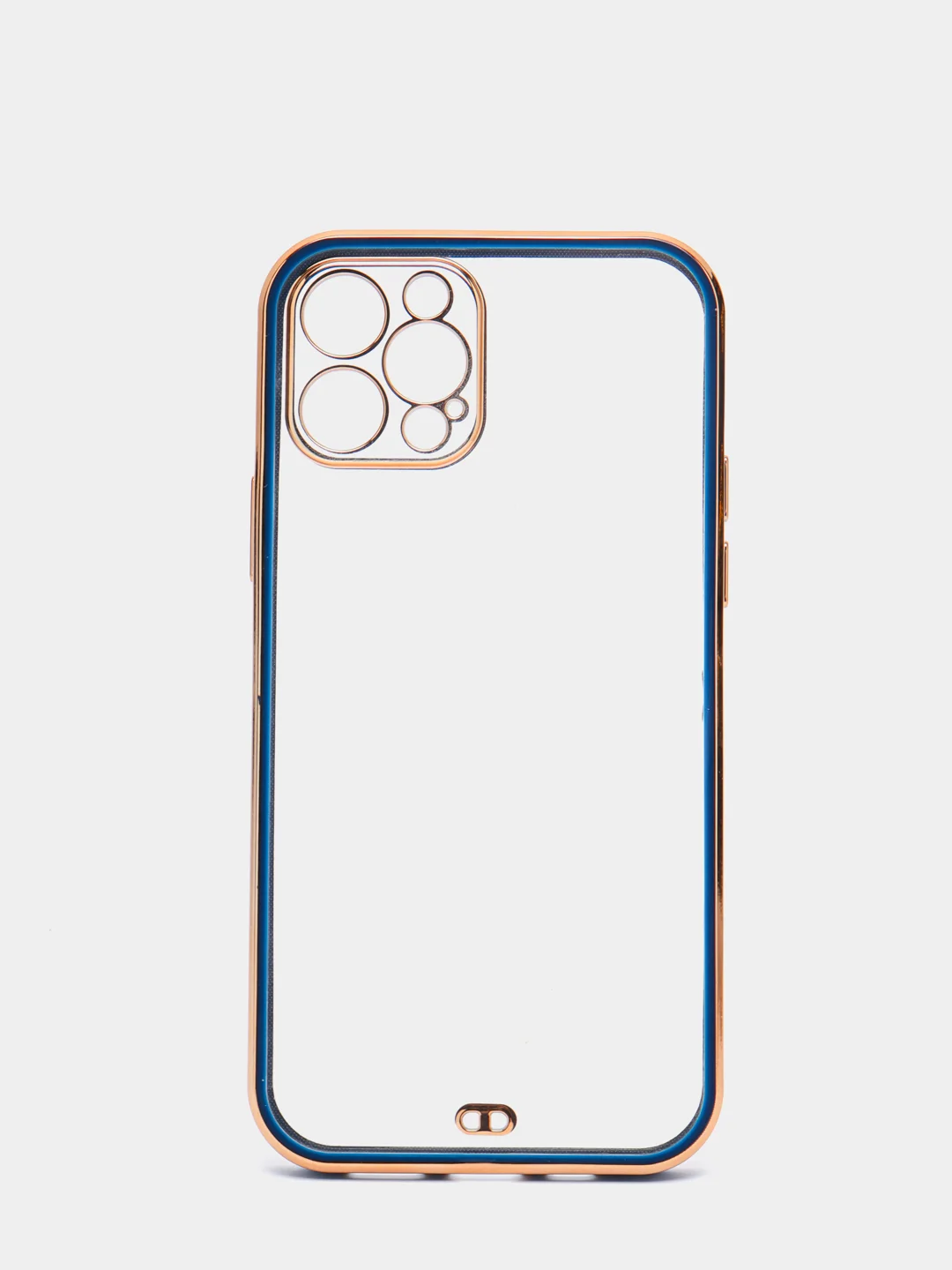 Синий чехол прозрачный с золотыми краями Iphone 12 PRO