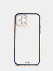 Синий чехол прозрачный с золотыми краями Iphone 12 PRO