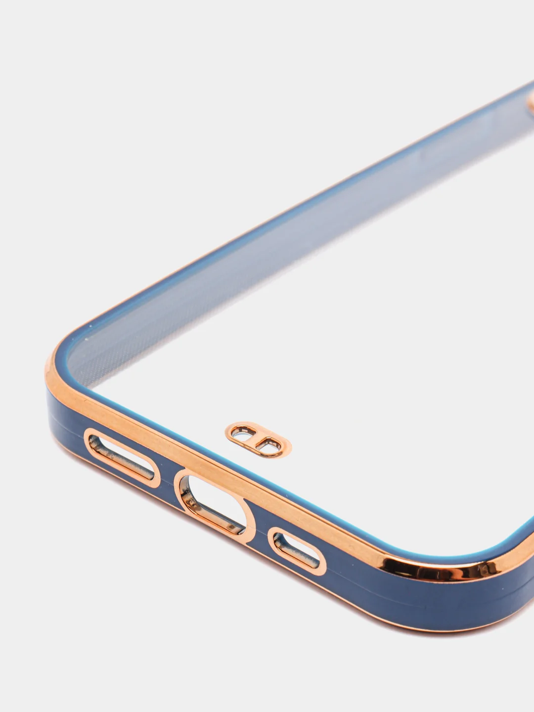 Синий чехол прозрачный с золотыми краями Iphone 12 PRO